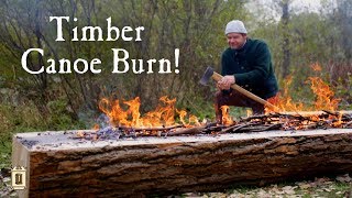 From Tree to Canoe Part 1  Chopping and Burning [upl. by Jenni]