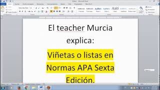 Viñetas en NORMAS APA 6ta Edición 2019 LA MÁS ACTUALIZADA [upl. by Nitsoj]