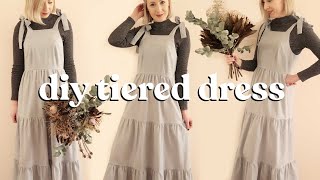 How To Make A Tiered Maxi Dress With Tie Up Straps [upl. by Hazem]