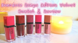 Bourjois Rouge Edition Velvet Swatch amp Review  RareJessie [upl. by Ahsinrats]