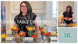 A SIMPLE AND ELEGANT DINING TABLE CENTERPIECE DIY flower arrangement [upl. by Marshall]