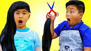 Jannie and Alex Pretend Play Hair and Beauty Toy Salon [upl. by Ylaek]