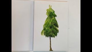 How To Draw Ashoka or Asopalav Tree In Watercolor [upl. by Aitel]