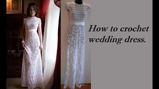 HOW TO CROCHET motif for WEDDING DRESS [upl. by Eisus]