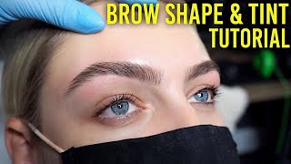 Full Brow Shape And Tint Tutorial Including Lash Tint [upl. by Wiatt]