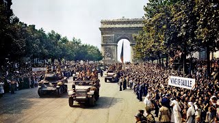 American Troops Liberate Paris  WW2 Film From 1944 HD and Color [upl. by Adnola]