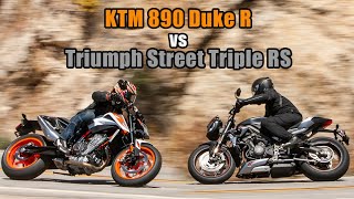 2020 KTM Duke 890R vs Triumph Street Triple RS [upl. by Bartlett73]