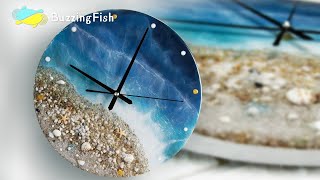 Ocean Clock from Resin  Step by Step Resin Tutorial  Resin Art [upl. by Fadil673]