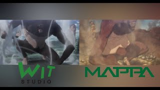 Mappa vs WIT Studio Titan shifters animation comparison [upl. by Etnaik]