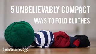 5 AMAZINGLY Compact Ways to Fold Clothes for Packing [upl. by Ientirb]