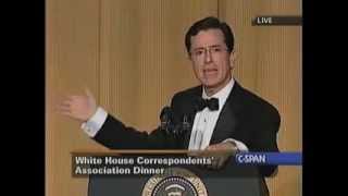 Stephen Colbert Roasts Bush at 2006 White House Correspondents Dinner [upl. by Nosnevets120]