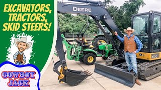 Excavators Tractors and Skid Steers  Cowboy Jack  Videos for Kids [upl. by Llennyl929]