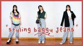 HOW TO STYLE BAGGY JEANS 👖  CASUAL OUTFIT IDEAS [upl. by Evvie]