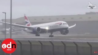 Dramatic moment plane aborts landing at Heathrow [upl. by Aniaz]