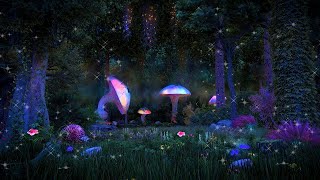 Enchanted Forest Night Ambience ✨🍄🌲 Mystical atmosphere calming nature sounds amp occasional rain [upl. by Stan349]