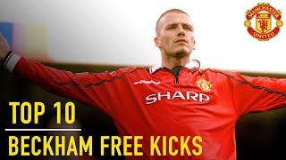 David Beckhams Top 10 Premier League Free Kicks  Manchester United [upl. by Atiruam]