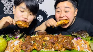 SPICY CHICKEN MUKBANG  Yongchak Eromba with recipe  Meitei Mukbang [upl. by Lutero]