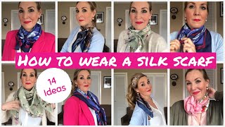 HOW TO WEAR A SILK SQUARE SCARF  14 different ways  2020 [upl. by Claudia]