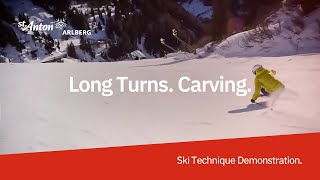 Ski Technique Demonstration  Long Turns Carving [upl. by Nuahsed]