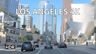 Driving Los Angeles 4K HDR  Downtown Sunrise  USA [upl. by Yentterb]