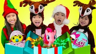 Wendy Emma Jannie amp Lyndon Pretend Play Saving Christmas Morning amp Presents for Kids [upl. by Sudbury]