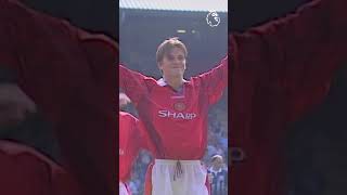 David Beckham HALFWAY LINE goal for Manchester United v Wimbledon [upl. by Aehsel]