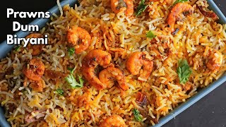 How to make Prawns Dum Biryani at home in Telugu  Easy Dum Biryani recipe  VismaiFood [upl. by Annoynek]