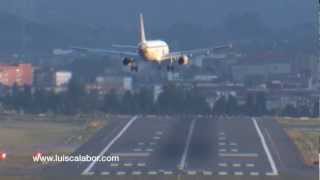 Aterrizajes con viento en aeropuerto de Bilbao LEBB 24112012 Crosswind Landings [upl. by Areht986]