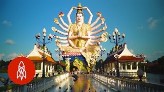 Tour This Tranquil Buddhist Island Temple of Giant Statues [upl. by Roehm4]