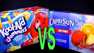 KoolAid Jammers vs Capri Sun Fruit Punch Juice Pouches FoodFights Food amp Soft Drink Beverage Review [upl. by Terence]