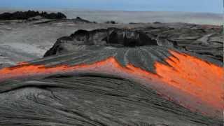 Rivers of molten lava high up Pulama Pali  Kilauea Volcano Hawaii DIGITALNECTAR [upl. by Yddur222]