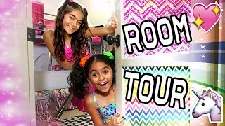 Room Tour  Mercedes amp Evangeline Pink Rainbow Bedroom  VLOG IT  GEM Sisters [upl. by Ansev111]