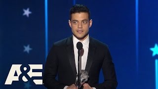 Rami Malek Wins Best Actor in a Drama Series  2016 Critics Choice Awards  AampE [upl. by Lowery]