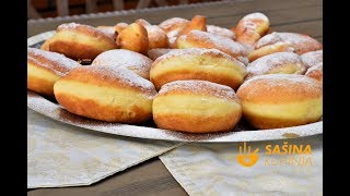 Krafne recept Krofne Krapfen Donuts recipe  Sašina kuhinja [upl. by Isahella]