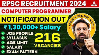 RPSC Programmer Vacancy 2024 Salary Syllabus Job Profile Full Details [upl. by Elisabet]