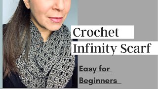 How to Crochet Infinity Scarf  Easy for Beginners [upl. by Lindy]