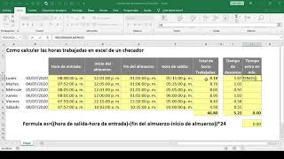 Como calcular las horas trabajadas de un reloj checador [upl. by Chobot]