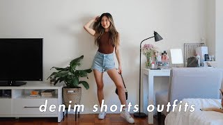 STYLING HIGH WAISTED DENIM SHORTS  denim shorts outfit ideas [upl. by Montagu697]