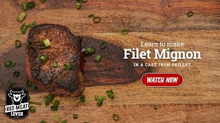 Filet Mignon Steak in Cast Iron Skillet  EASY STEAK RECIPE [upl. by Oidivo]