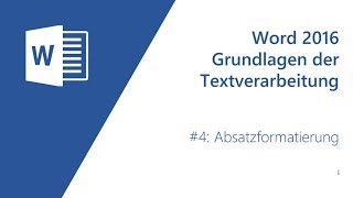 Word Grundlagen 4  Absatzformate [upl. by Elleahcim]