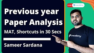 MBA MAT 2021 Detailed Paper Analysis  Shortcuts in 30 Seconds  Sameer Sardana [upl. by Manvel454]