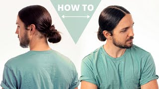 How To Do A Sleek Man Bun  With Middle Part [upl. by Bassett]