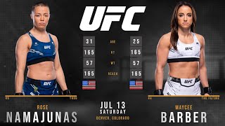 ROSE NAMAJUNAS vs MAYCEE BARBER FULL FIGHT UFC DENVER [upl. by Fechter]