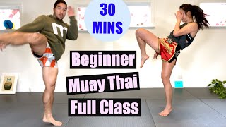 BEGINNER MUAY THAI  Full Class 30 Minutes  No Equipment [upl. by Eenad]