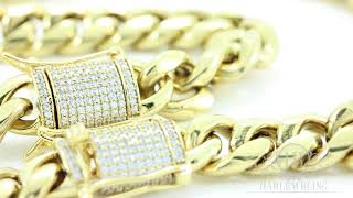 Mens 14k amp 18k Gold Cuban Link Chain amp Bracelet Set 1ct Lab Diamonds [upl. by Ayarahs9]