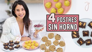 4 POSTRES SIN HORNO  Fáciles Saludables y Deliciosos 🍪 [upl. by Amej]