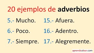 20 ejemplos de adverbios [upl. by Ocirderf729]