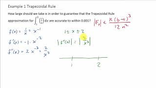 Trapezoidal Rule  Error Bound Example 1 [upl. by Ynttirb]