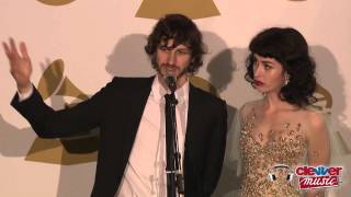 Gotye amp Kimbra Interview 2013 Grammy Awards Backstage [upl. by Virnelli]