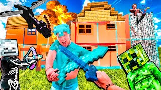 Real Life MINECRAFT The Movie 7 Day Challenge Building The Boxfort City Part 2 [upl. by Annavoig707]